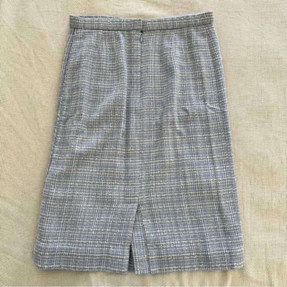Vintage Blue & White Check Pencil Skirt - Picture 2 of 5